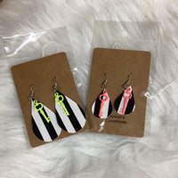 Black and White Striped Earrings