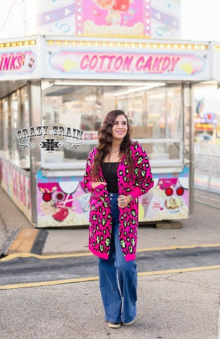 Copy Cat Cardigan - Neon Leopard