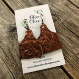 Leather Cow Tag Earrings