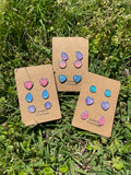 Druzy Stone Earrings Triple Sets