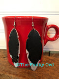 Gray and Black Cow Hide Print Double Layer Faux Leather Earrings